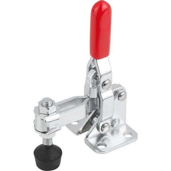 Toggle Clamp Vertical Std, Horizontal Foot F2=1000, Adjustable Clamping Spind M05X37, Steel Electro, Kipp, Mfr#: K1256.01000